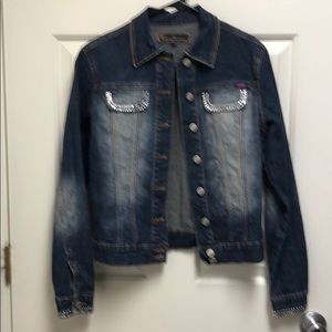 Yuka Brand Rhinestone Blue Jean Jacket